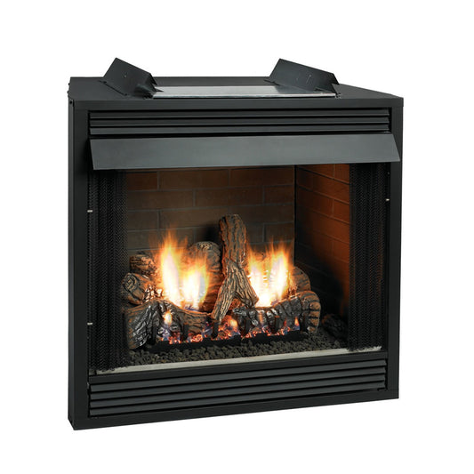 White Mountain Hearth Firebox, VF, Premium See-Through 36, Louvered, Banded Brick Ceramic Fiber Liner VFP36SB2EL