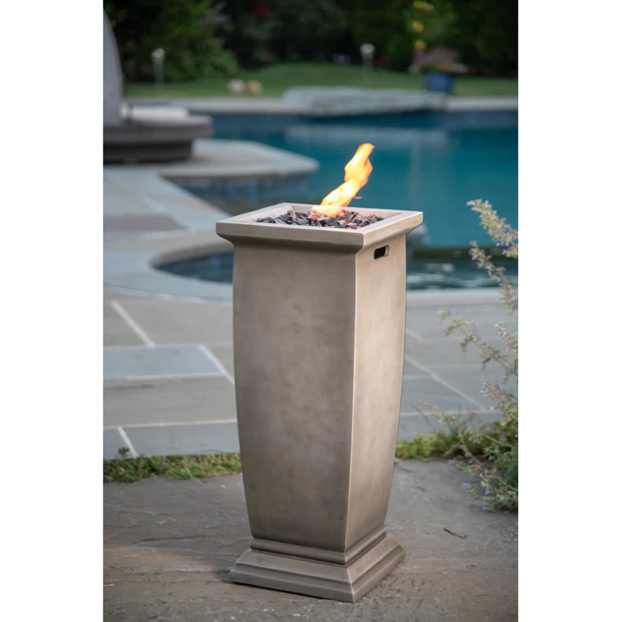 LP Gas Outdoor Fire Column with Slate Finish- Large