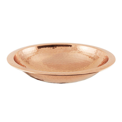13" Hammered Copper Birdbath Bowl with Rim