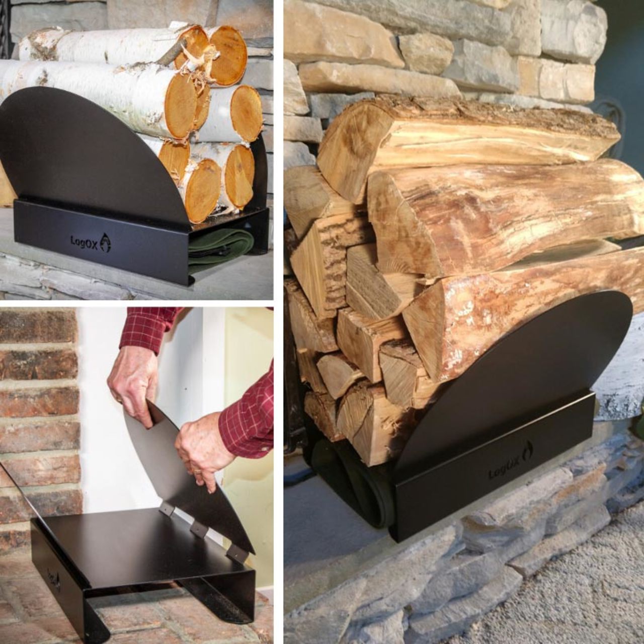 LogOx Black Hearth Bin Firewood Rack