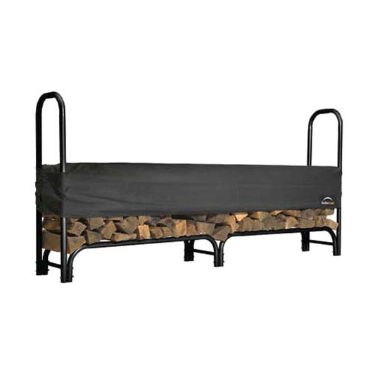 96" Covered Firewood Rack with Black Powder Coated Finish