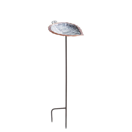 12.5" Aspen Leaf Birdbath in Brass and Verdi Patina w/ Stake