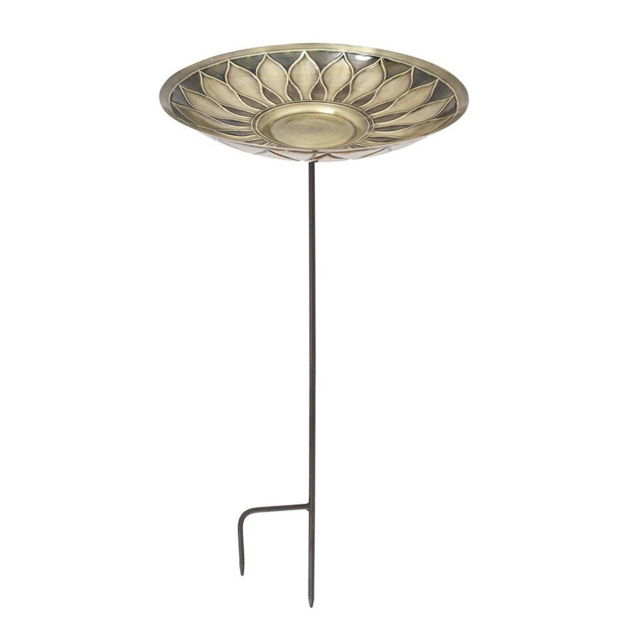 16" Brass African Daisy Birdbath with Stake