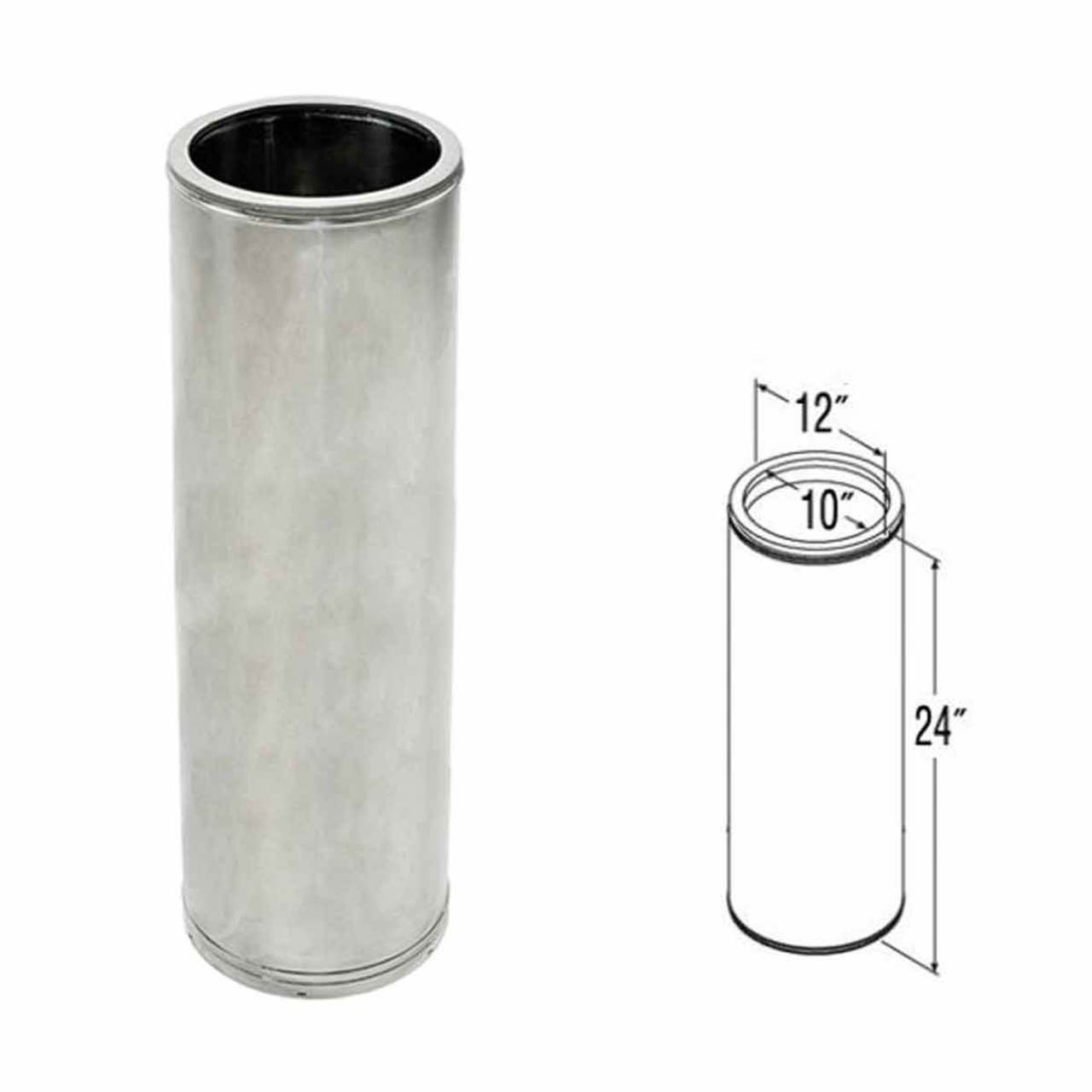 10" x 24" DuraTech Stainless Steel Chimney Pipe - 10DT-24SS