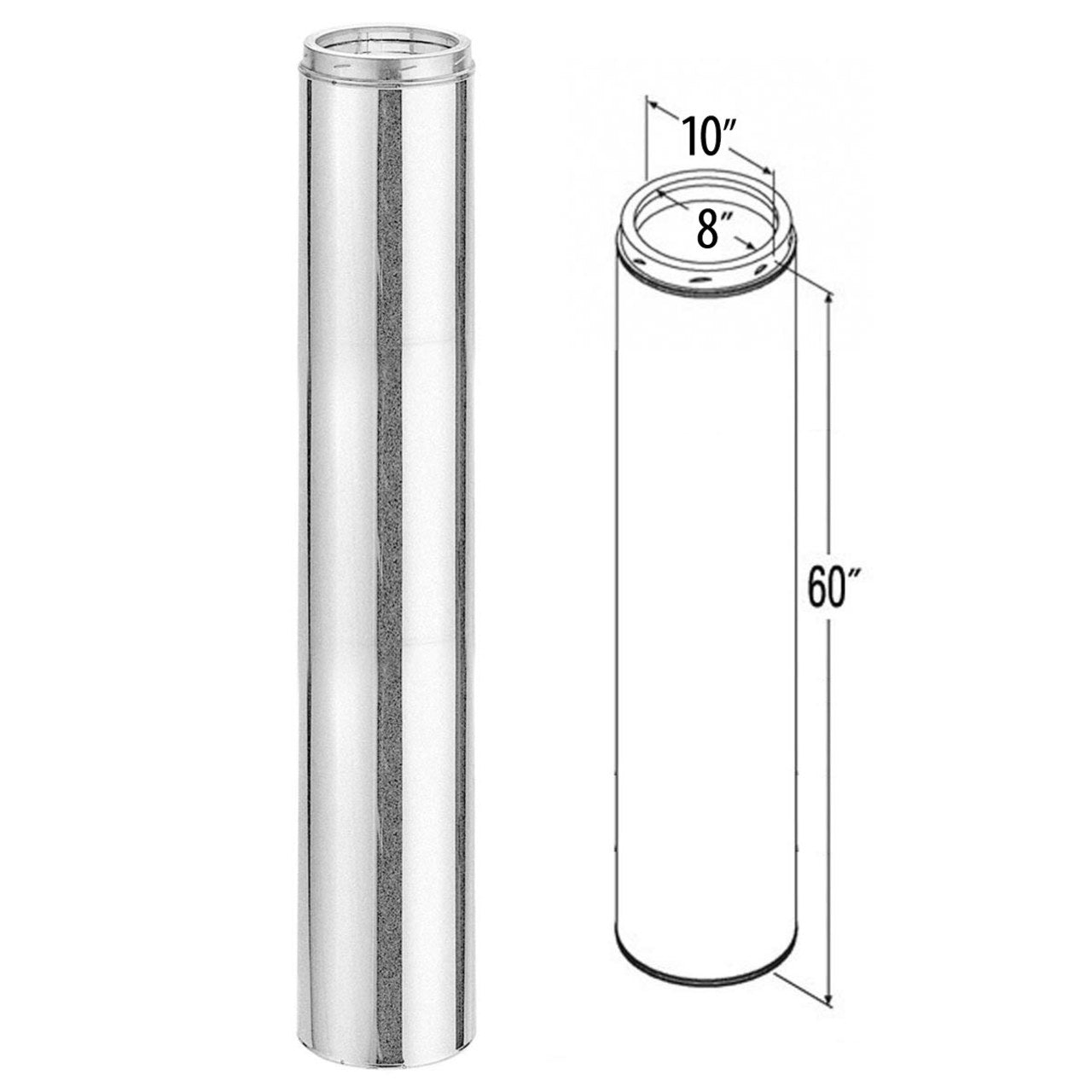 8" x 60" DuraTech Galvanized Chimney Pipe - 8DT-60CF
