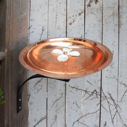 12" CopperDogwood Birdbath with Wall Mount Bracket