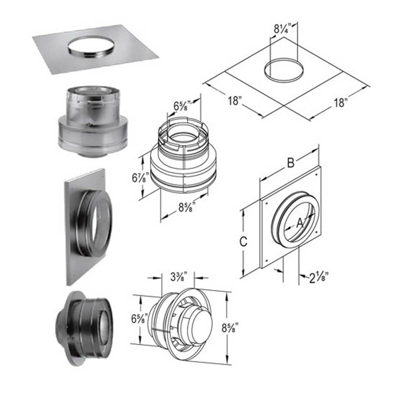 4'' x 6 5/8'' DirectVent Pro Masonry Chimney Conversion Kit