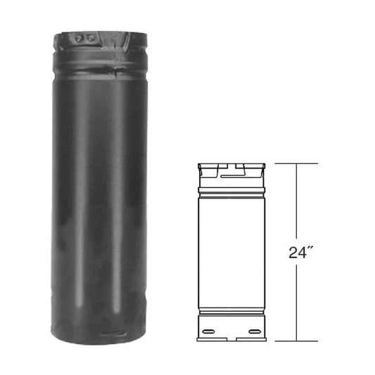 3" x 24" PelletVent Pro Black Pellet Stove Chimney Pipe - 3PVP-24B