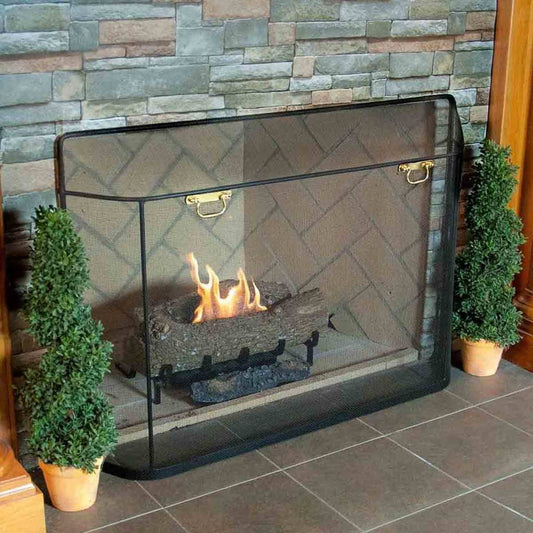 Pilgrim Matte Black Traditional Spark Guard - 39" W x 31" H