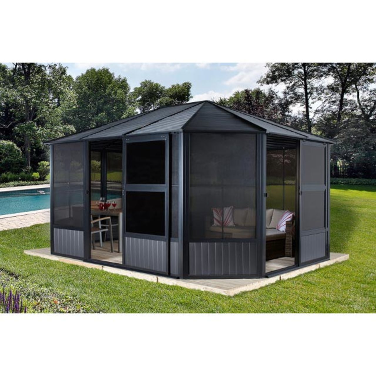 Charleston 12' x 12' Solarium - Dark Gray
