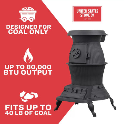 U.S. Stove 1869 Caboose Potbelly Coal Burning Stove