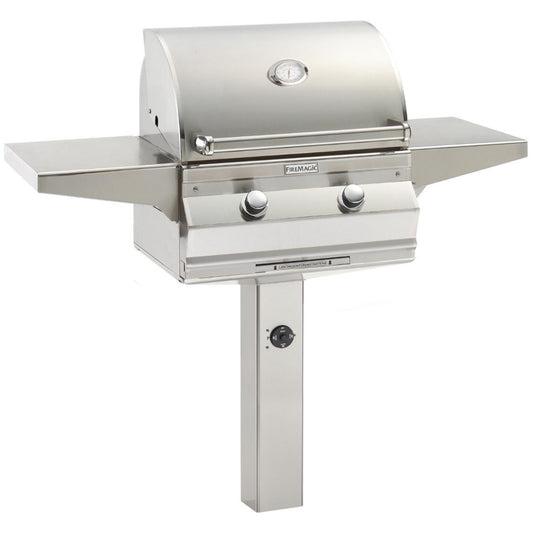 FireMagic C430s 24" In-Ground Post Mount Grill with Analog Thermometer and 1-Hour Timer, NG-LP - C430SRT1NG6/C430SRT1PG6