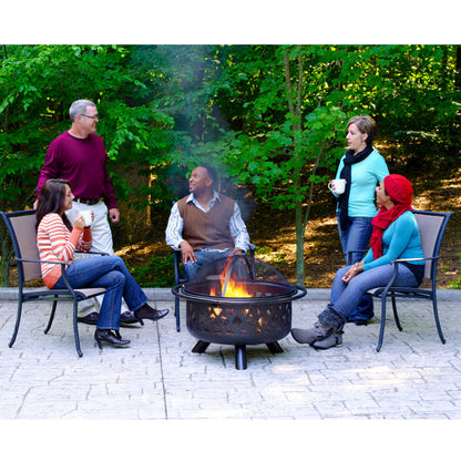 Oil Rubbed Bronze Wood Burning Fire Bowl w/ Lattice Design