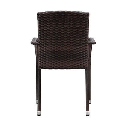 Set of 4 Outdoor Wicker Chairs - Mocha