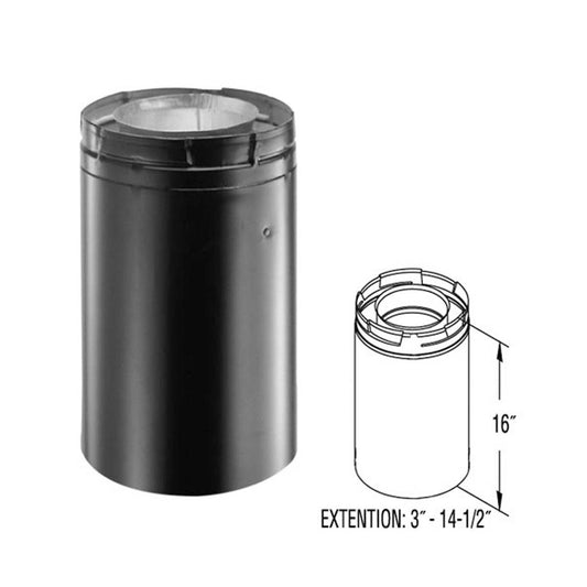 5" x 8" DirectVent Pro 16" Black Chimney Pipe Extension - 58DVA-16AB