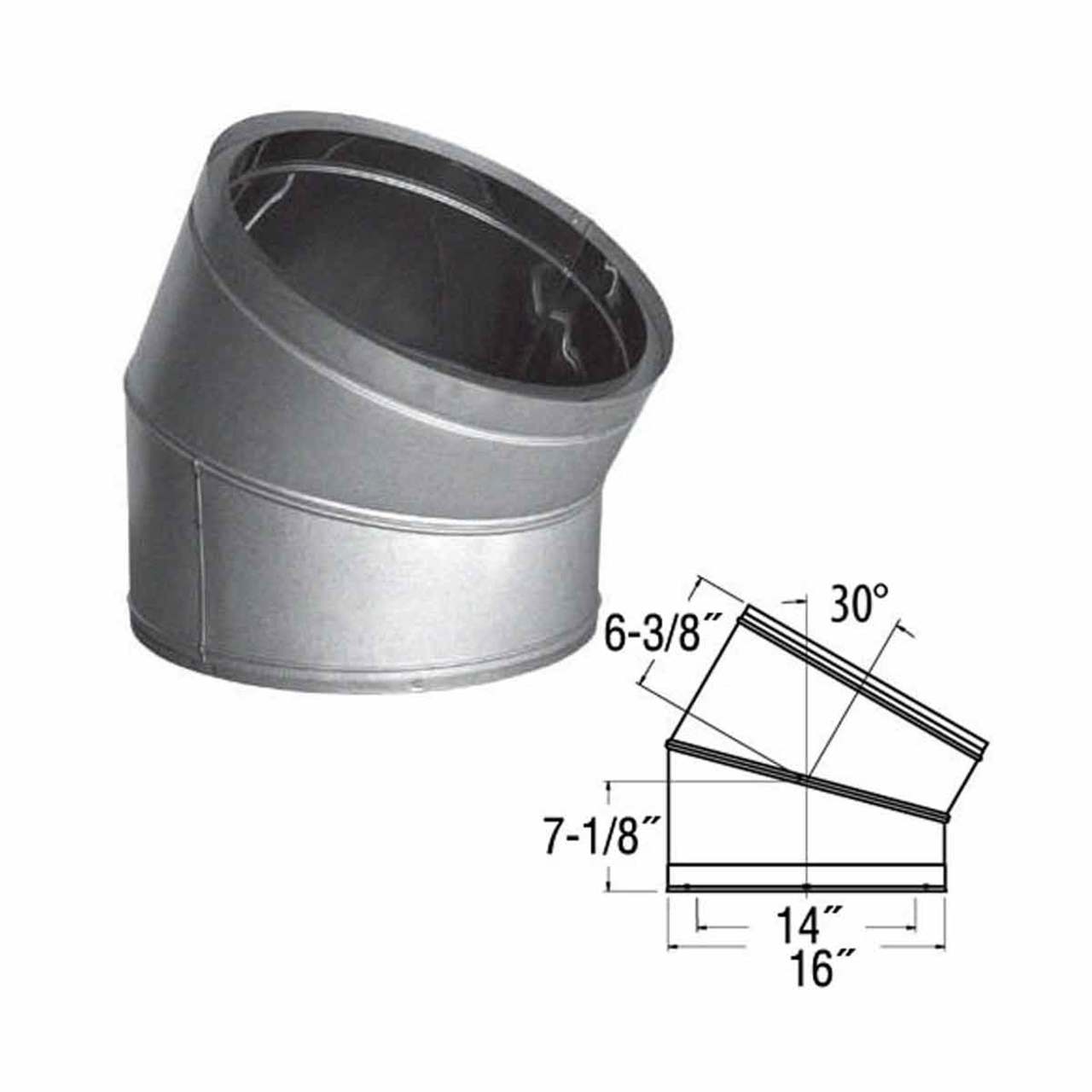 14" DuraTech 30 Degree Galvanized Elbow - 14DT-E30