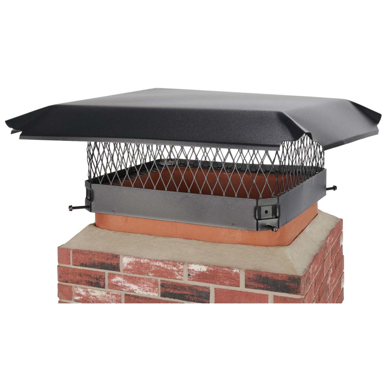 15" x 15" Black Galvanized Single Flue Chimney Cap-3/4" Mesh