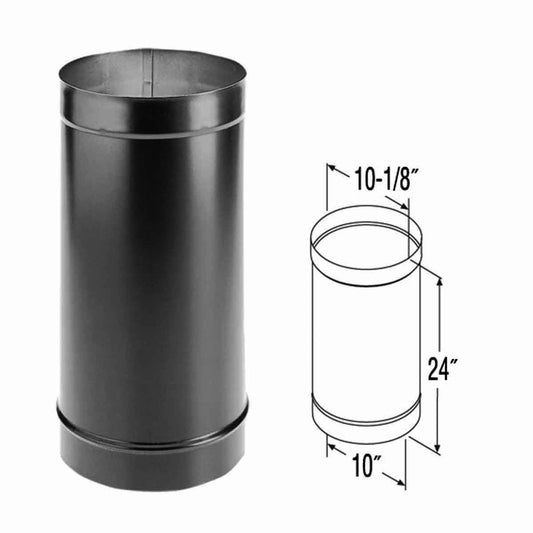 10" x 24" DuraBlack Single-Wall Black Stove Pipe - 10DBK-24