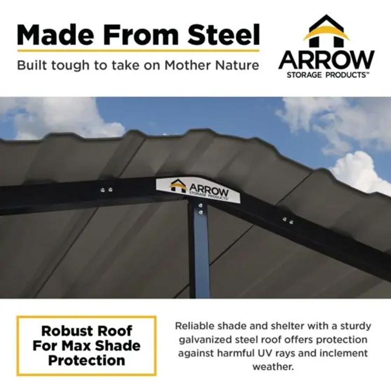 Arrow Carport 20 x 24 x 7 Ft. - Charcoal