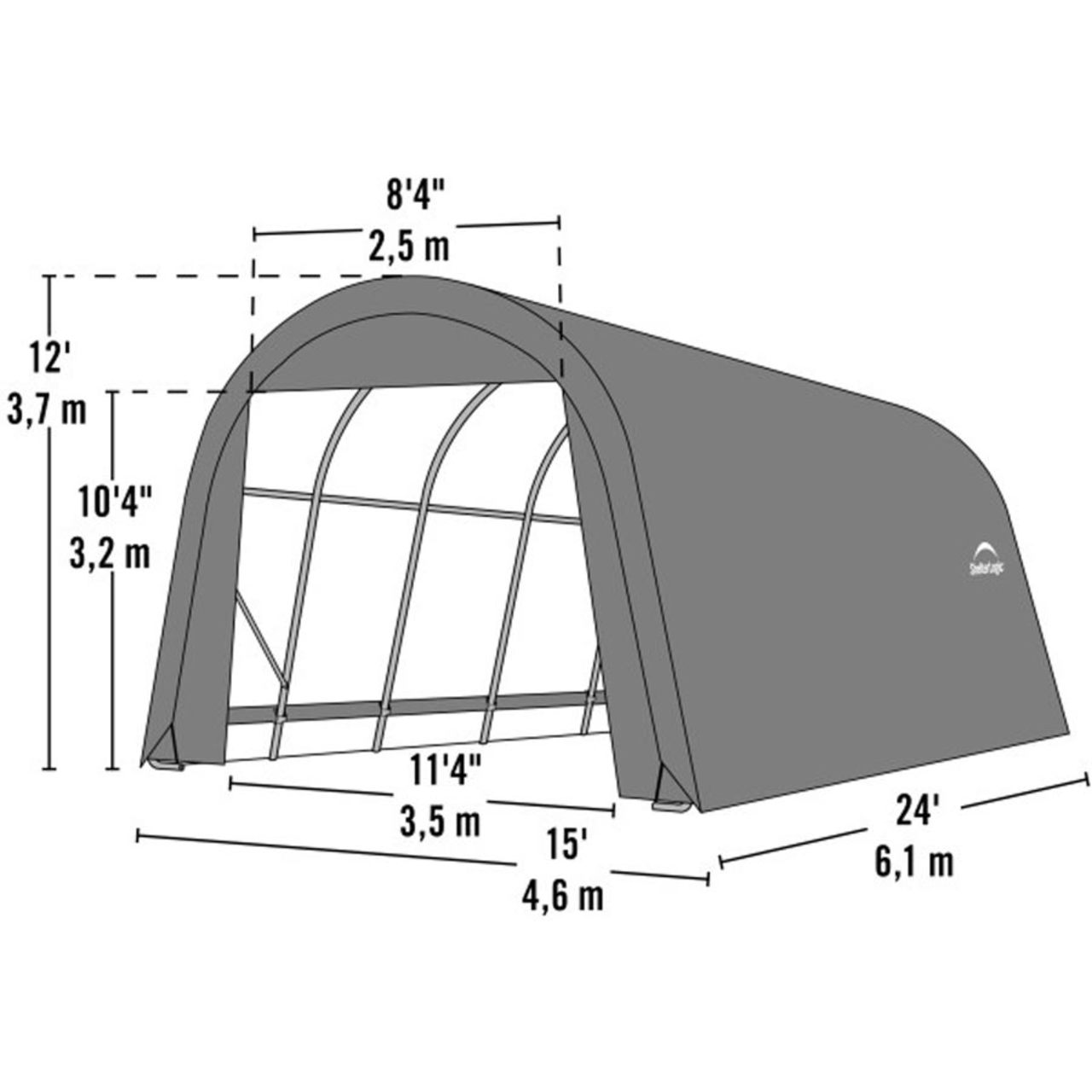 ShelterCoat 15' x  24' Wind & Snow Rated Garage  - Gray