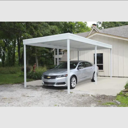 Arrow Freestanding Carport/Patio Cover, 10x20 - Hot Dipped Galvanized Steel with Vinyl Coating, Eggshell Finish, and Flat Roof