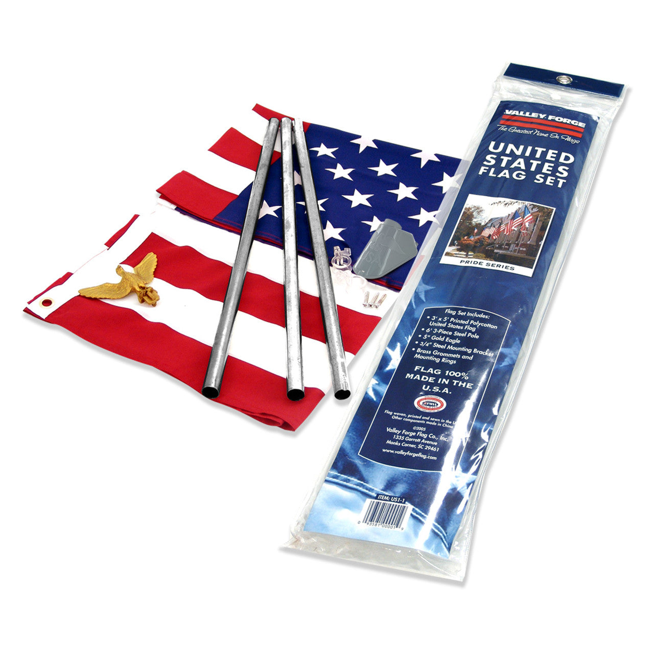 Valley Forge Residential Outdoor Flag Kit w/ 3ft x 5ft US Flag