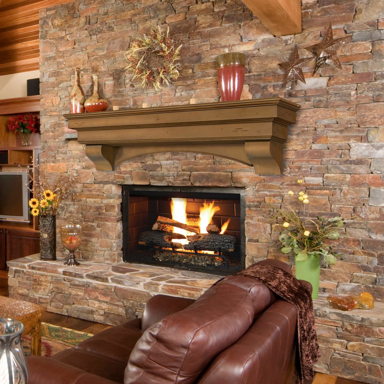 60" Celeste Fireplace Shelf by Pearl Mantels - Dune Distressed Finish