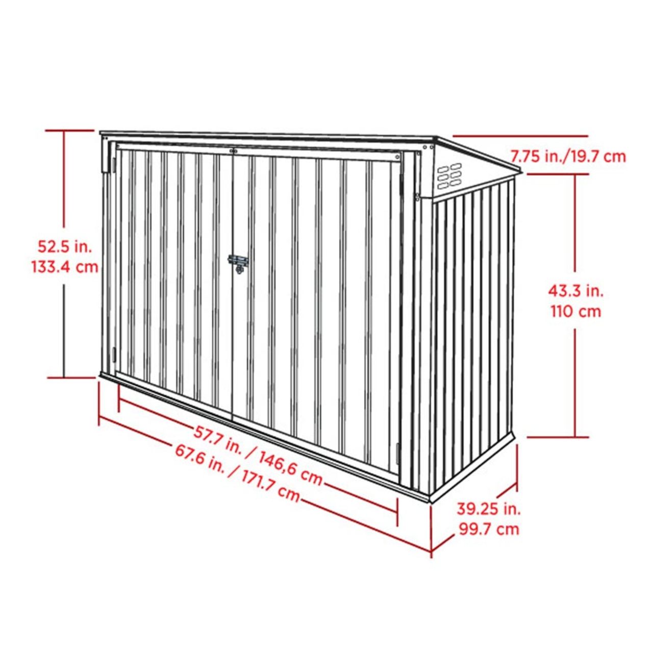 Arrow Storboss 6' x 3' Horizontal Shed - Charcoal