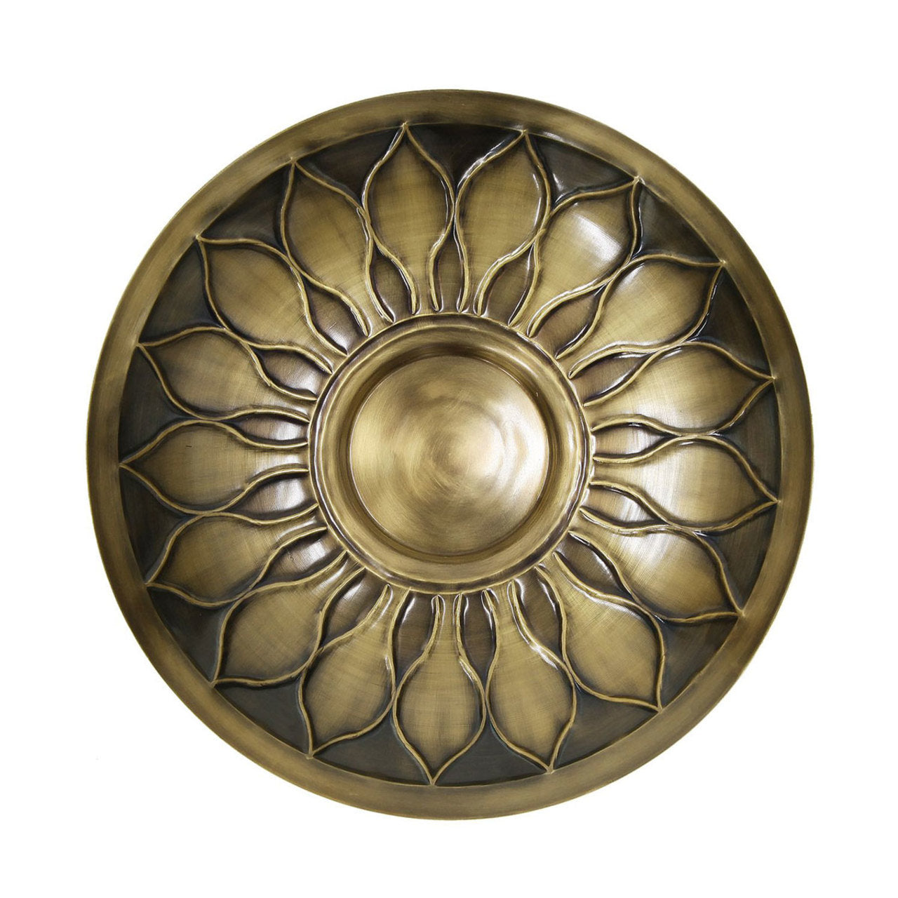 16" Brass African Daisy Birdbath with Stake
