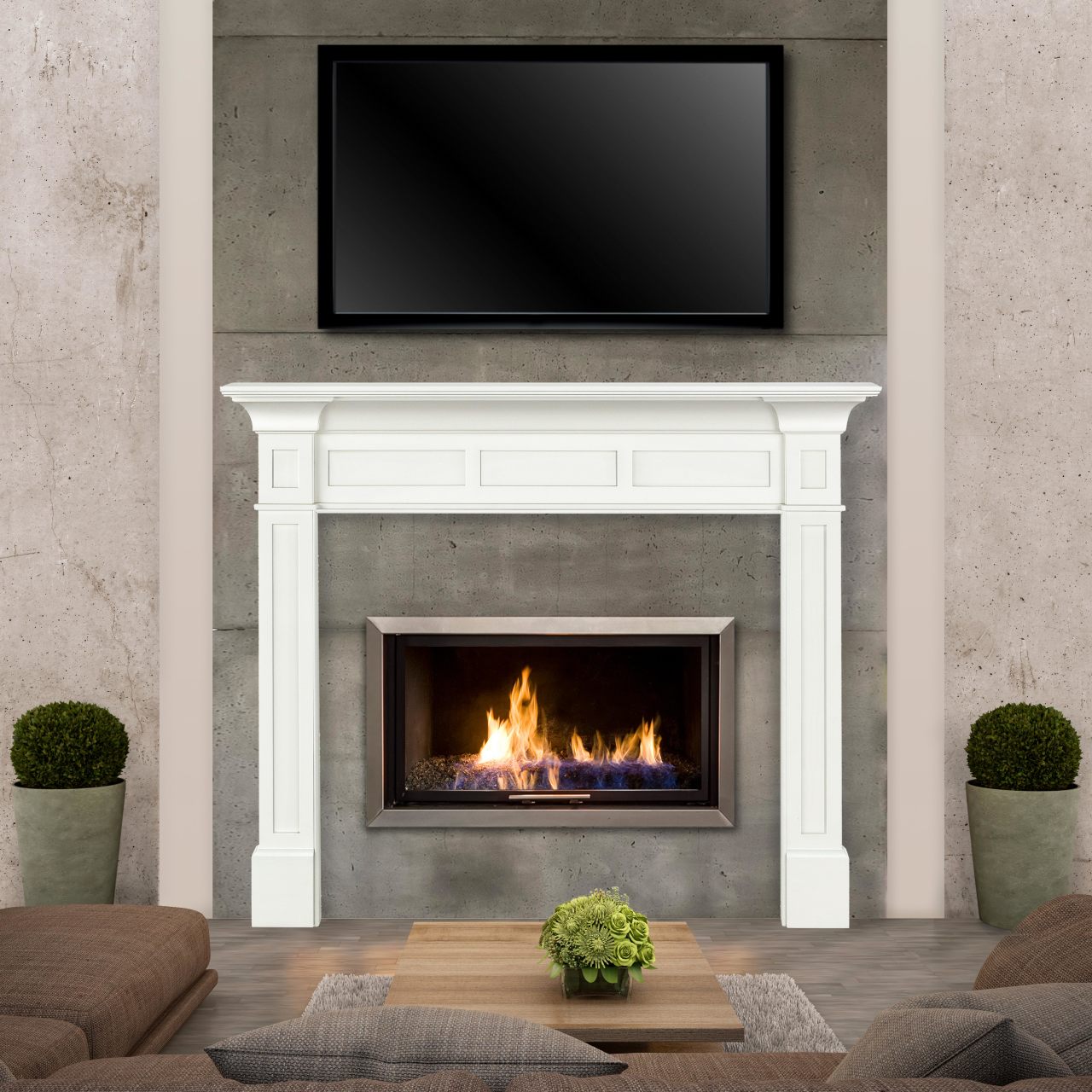 56" Jim MDF Fireplace Mantel by Pearl Mantels - White Paint Finish