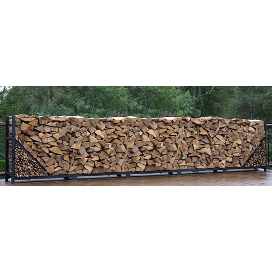 SHELTER-IT 20' Black Firewood Storage Rack with Kindling Storage - No Cover