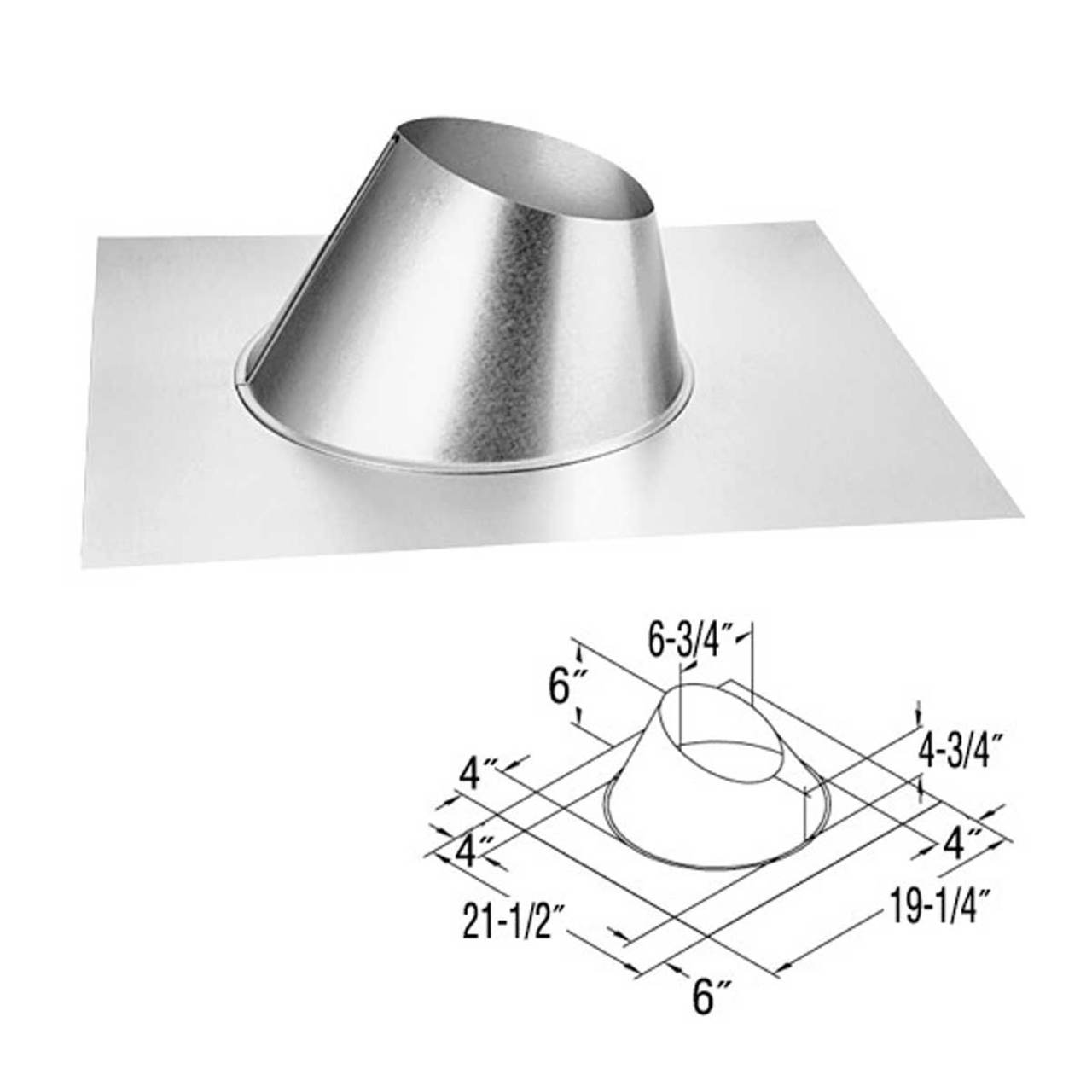 4" x 6 5/8" DirectVent Pro Adjustable Roof Flashing - 46DVA-F6