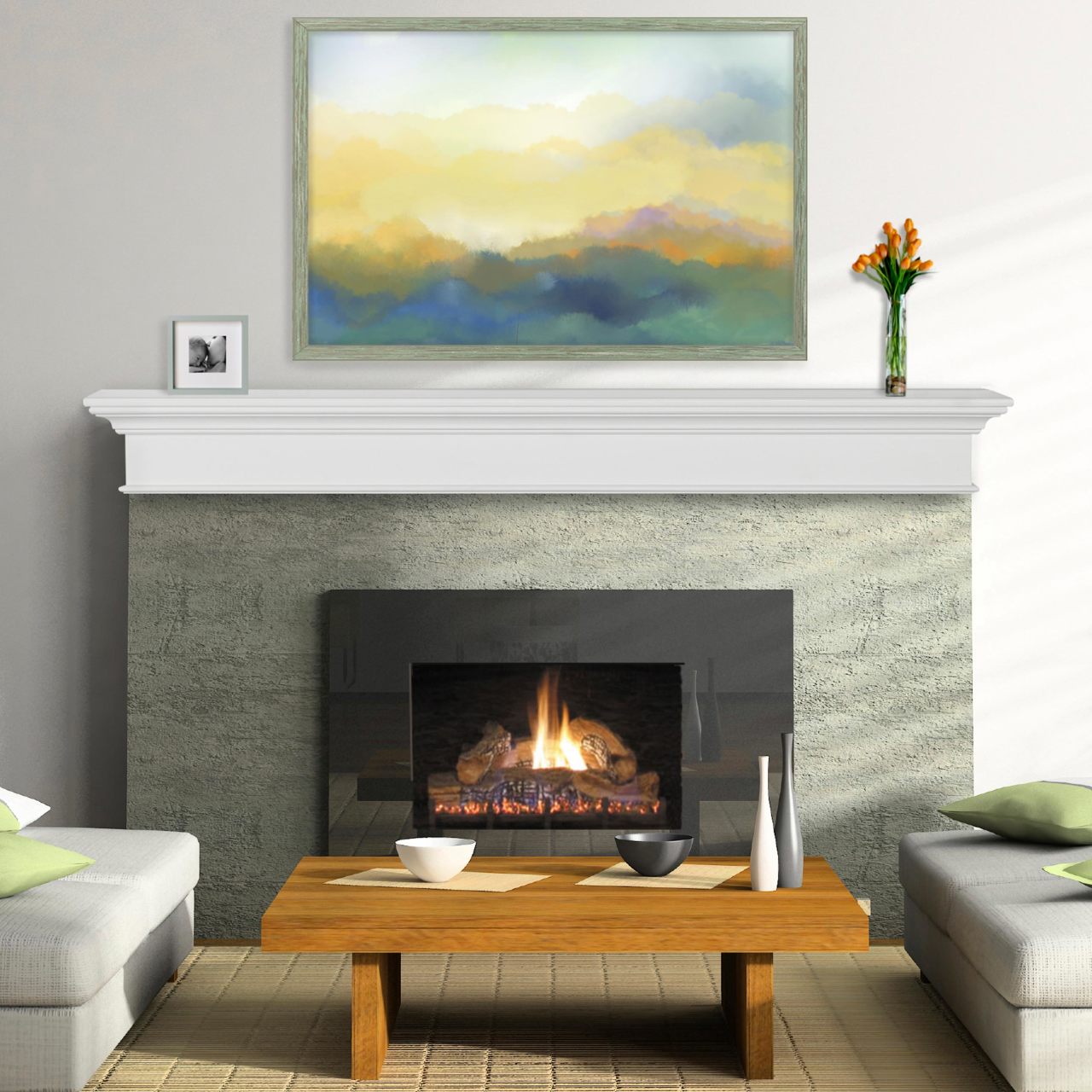 60" Henry MDF Fireplace Shelf by Pearl Mantels - White Paint Finish