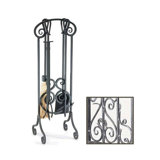Pilgrim 33" Antique Scroll Tool Set - Brushed Pewter