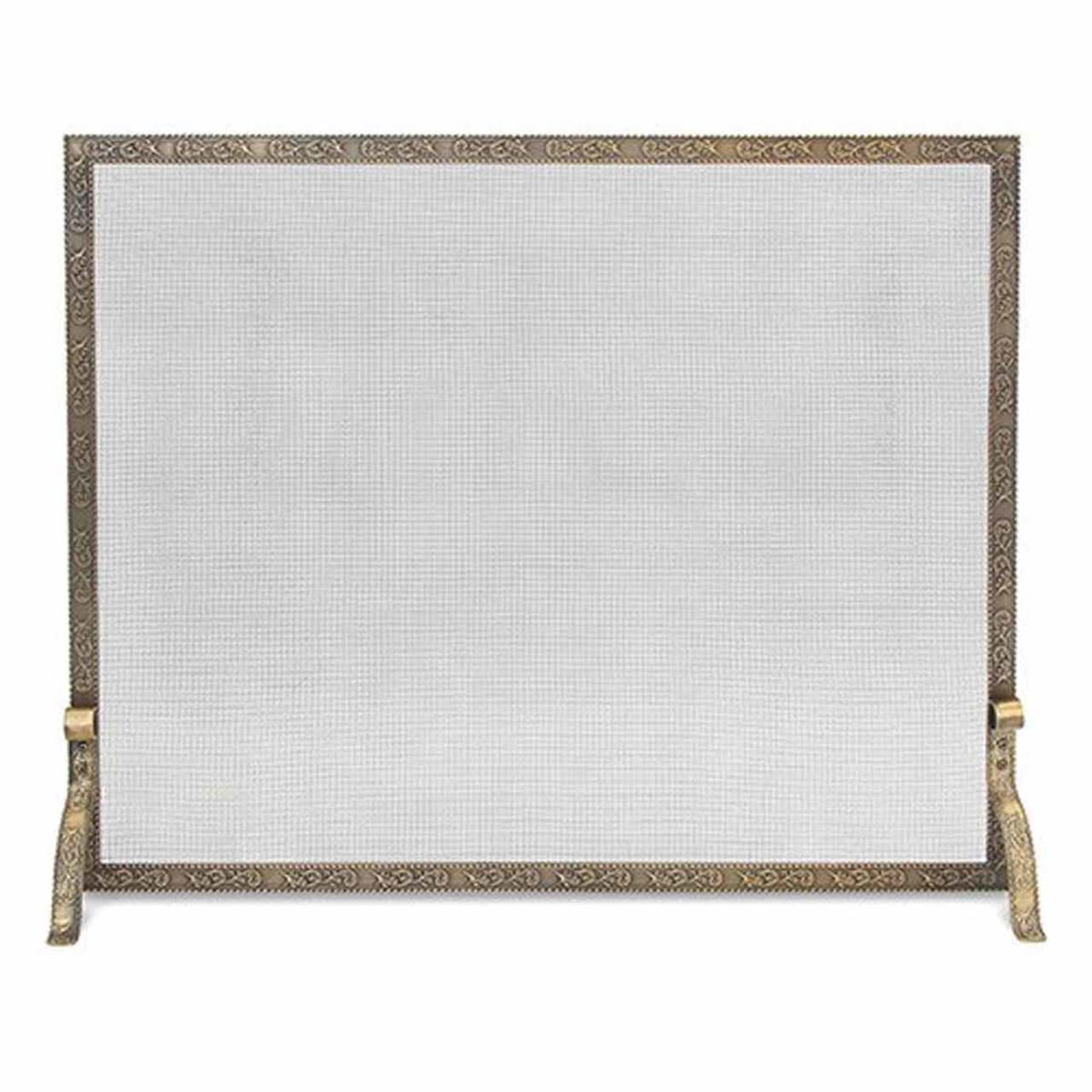 Pilgrim 39" x 31" Antique Brass Bay Branch Embossed Fireplace Screen