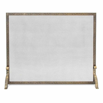 Pilgrim 39" x 31" Antique Brass Bay Branch Embossed Fireplace Screen