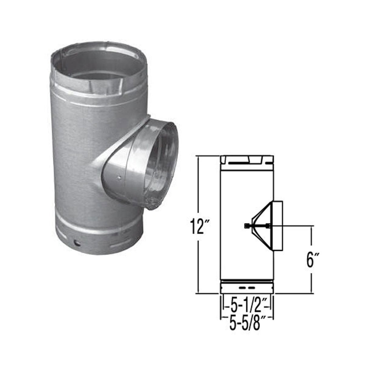 5" DuraLiner Round Tee with Round Branch - 5DLR-T