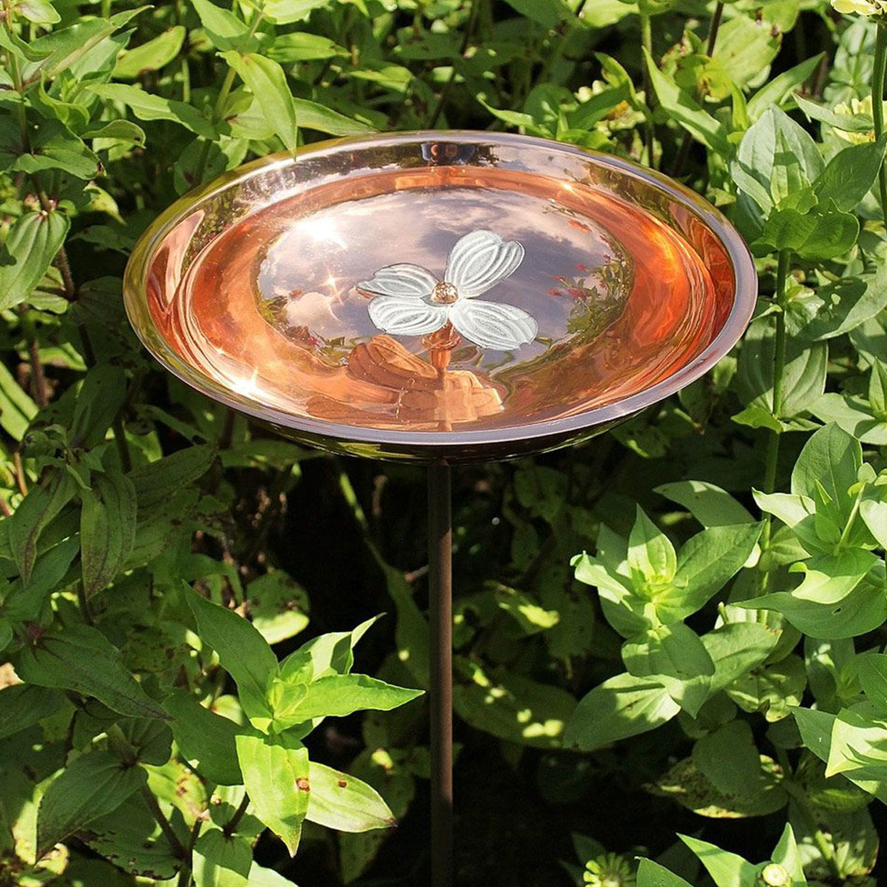 12" CopperDogwood Copper Birdbath with Stake