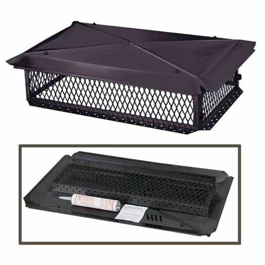 17" x 49" Black Galvanized Multi-Flue Knocked Down Chimney Cap