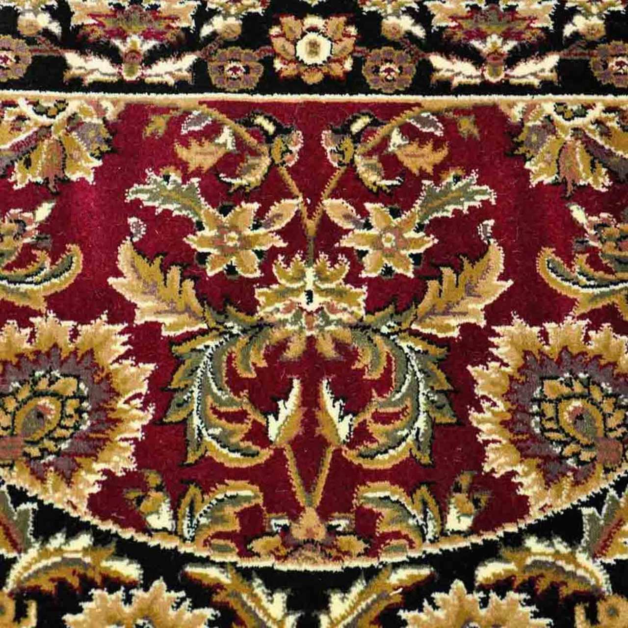 46" Half Round Red and Black Kashan Hearth Rug