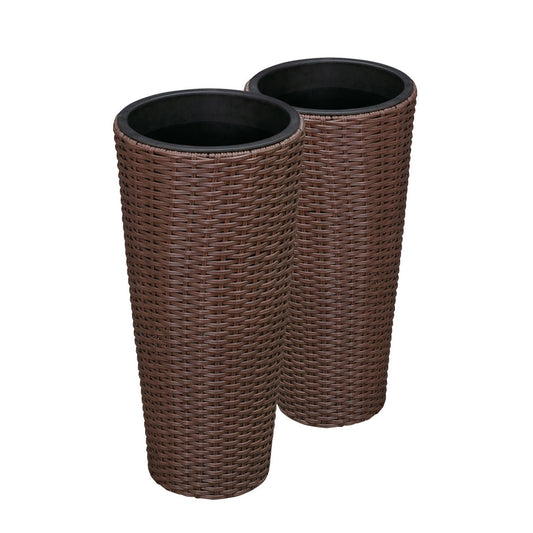 Mocha Wicker Planter Set - 2 Piece