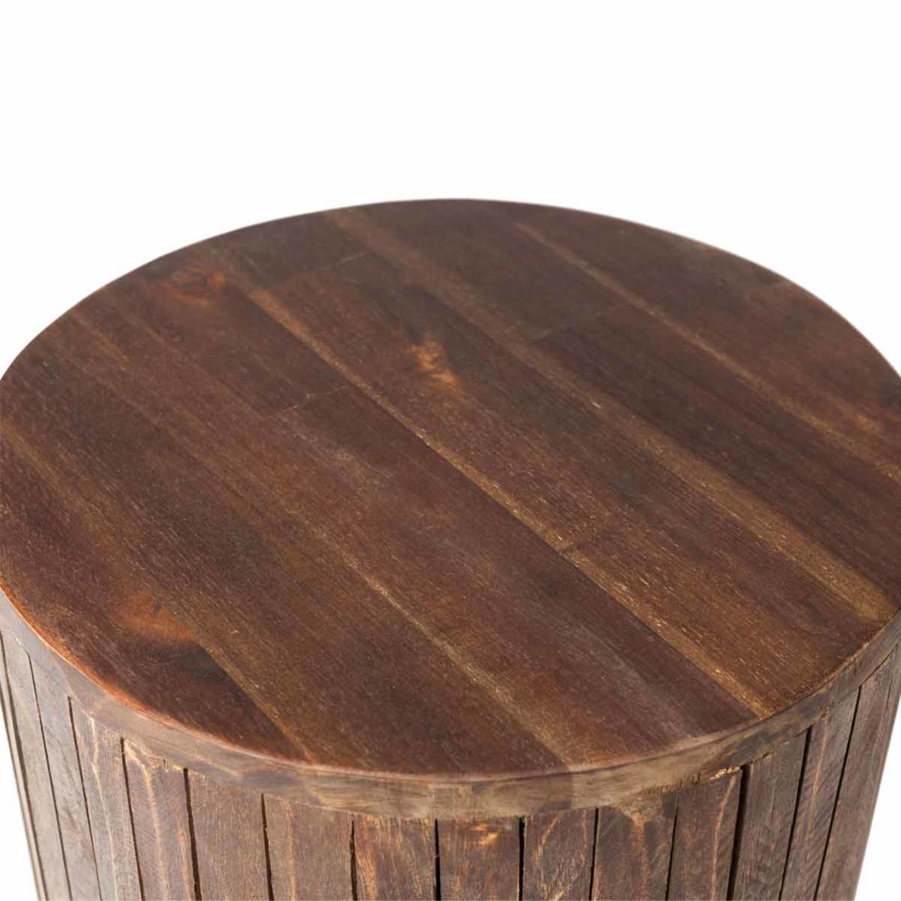 Rustic Round Garden Stool - Wood Grain