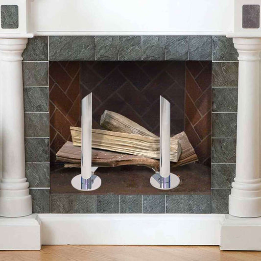 Pilgrim Polished Nickel Modern Tower Fireplace Andirons