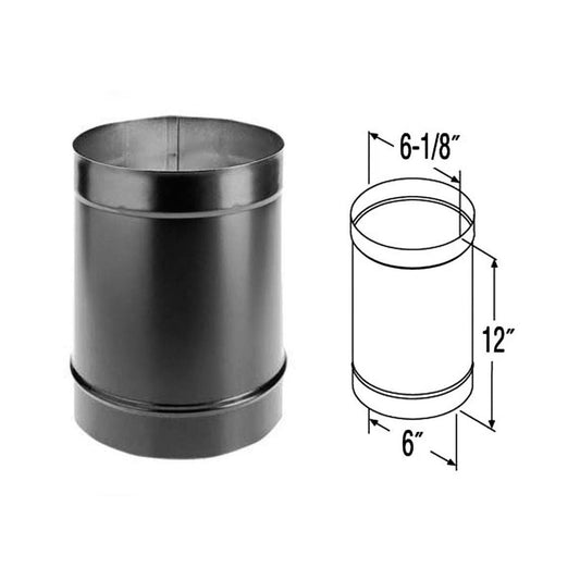 6" x 12" DuraBlack Single-Wall Black Stove Pipe - 6DBK-12