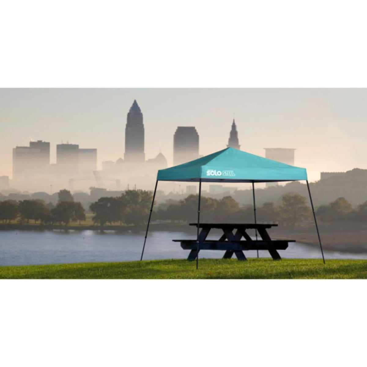 Solo Steel 64 10' x 10' Slant Leg Canopy - Turquoise
