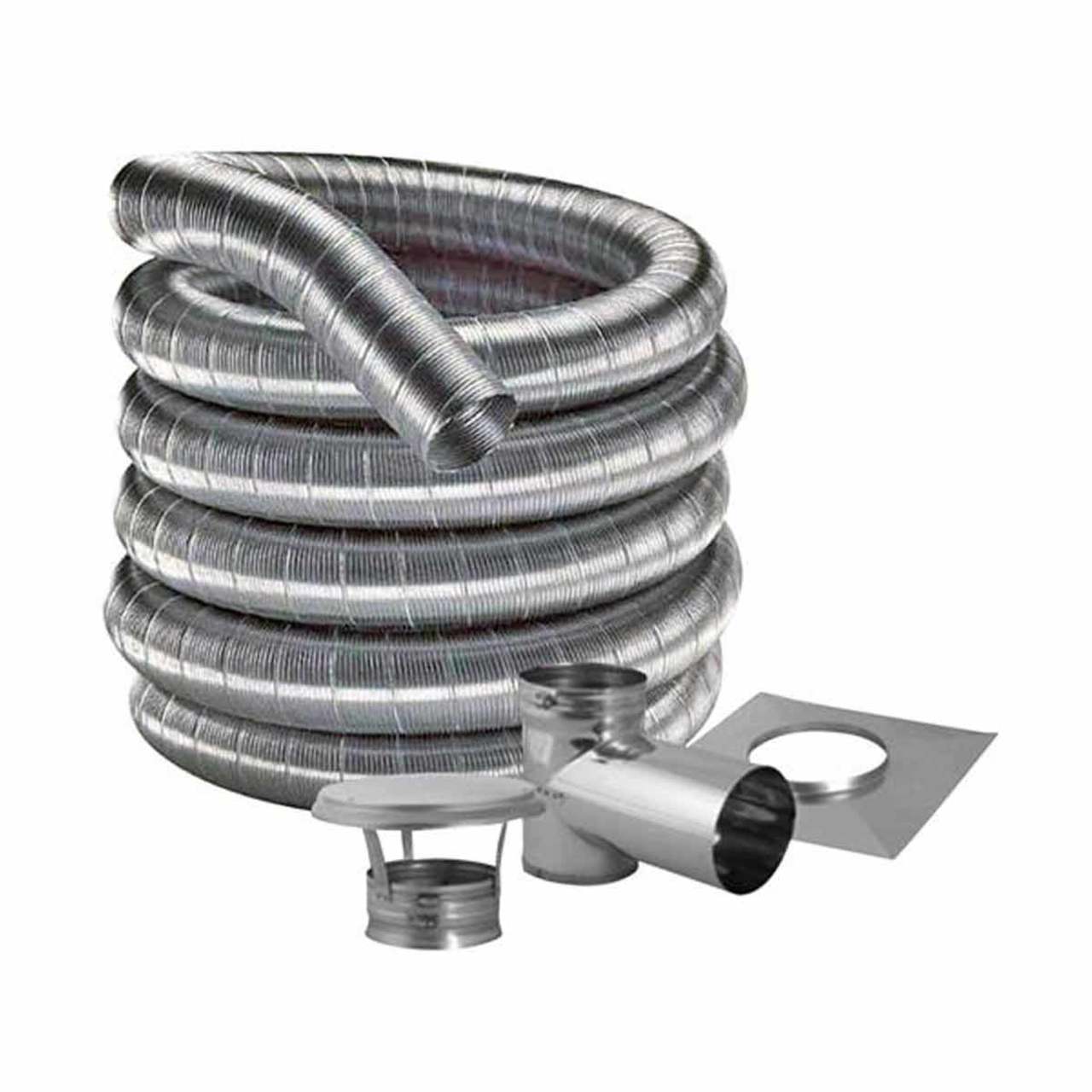 6'' DuraFlexSS 316 Tee Kit with 30' Flexible Stainless Steel Chimney Liner - 6DF316-30KT