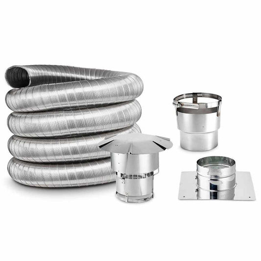 4" x 25' Lifetime Chimney Single-Wall Liner Kit with Stove Adapter