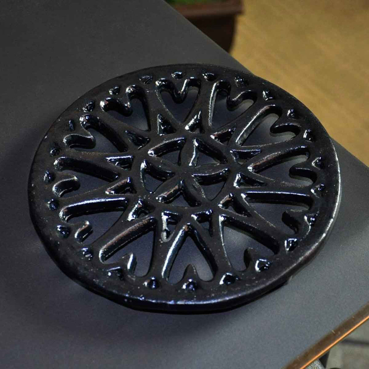 7" Blue Black Porcelain Trivet