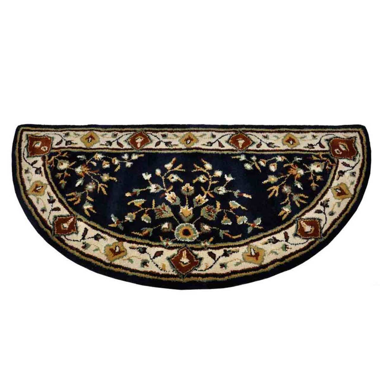 56" Half Round Blue Oriental Fireplace Rug