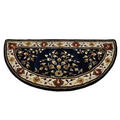 56" Half Round Blue Oriental Fireplace Rug